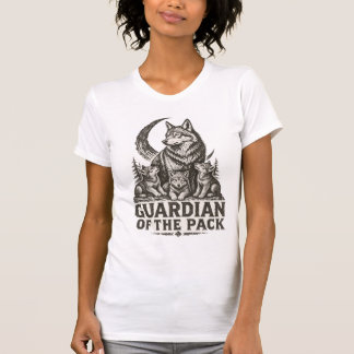 Camiseta Lobo Mamá y Cachorros Bosque Luna Naturaleza Gráfi