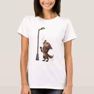 Camiseta Lobo marrón dramático aullando a una calle brillan
