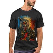 Lobo Metalizado pesado tocando guitarra