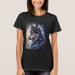 Camiseta Lobo Místico Arte de Animales Salvajes de Fantasía