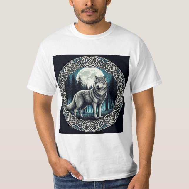 Camiseta Lobo Místico en Círculo Céltico (Anverso)