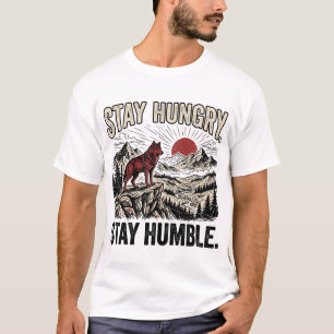 Camiseta Lobo Motivacional De Montaña Mantén El Hambre Mant
