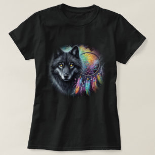 Camiseta Lobo Negro con Cazador de Sueños