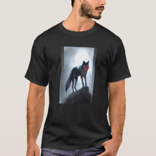 Camiseta Lobo Negro Siniestro Animal Gótico
