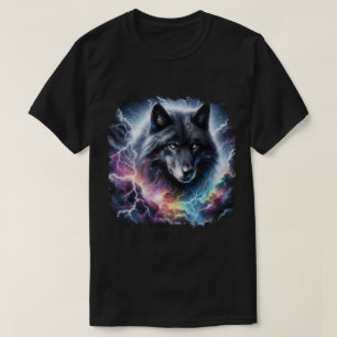 Camiseta Lobo Negro Tormenta de Relámpagos Fantasía Vida Si