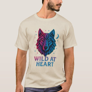 Camiseta Lobo Neón de corazón silvestre - Arte animal geomé