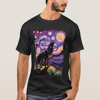Camiseta Lobo Noche estrellada Aullando Luna Regalos divert