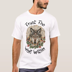 Camiseta Lobo Ornate Boho con Hojas