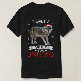 Camiseta Lobo para diseño de vacaciones de Navidad lindo