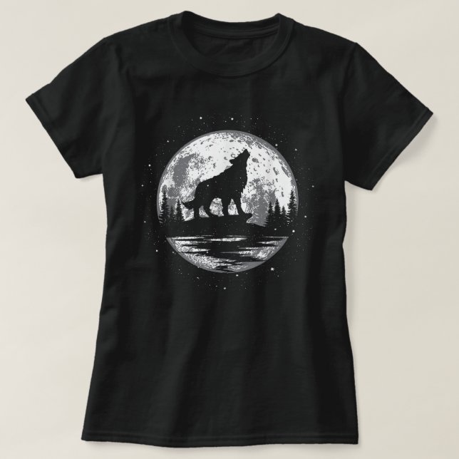Camiseta Lobo Para Hombres Mujeres Niños Gracioso Animal, L (Diseño del anverso)
