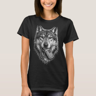 Camiseta Lobo Patriótico Placa de Perro Bandera de EE. UU.