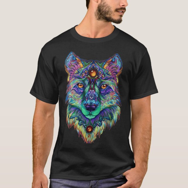 Camiseta Lobo psicodélico (Anverso)