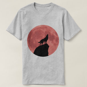 Camiseta Lobo que grita en una luna de la sangre