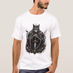 Camiseta Lobo Rey Fantasía Oscura Gráfica Gótica
