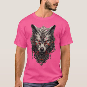 Camiseta Lobo Rojo Mecha Ciberpunk
