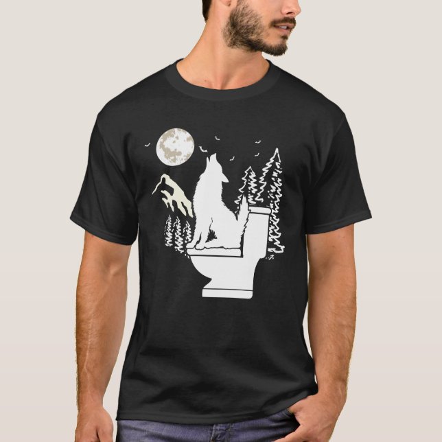 Camiseta Lobo sobre el inodoro (Anverso)