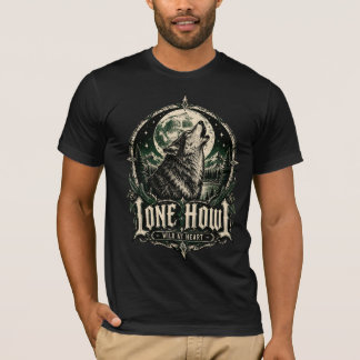 Camiseta Lobo solitario aullando gótico luna llena salvaje