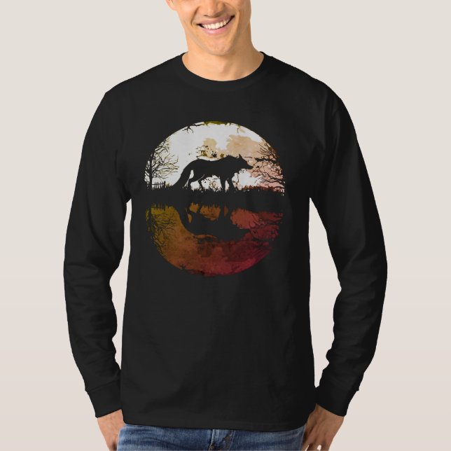 Camiseta Lobo solitario bajo la luna llena (Anverso)