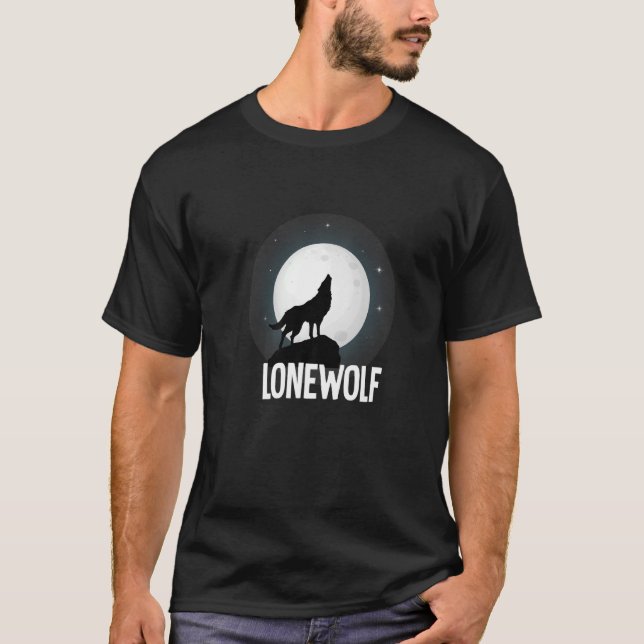 Camiseta Lobo solitario en la fauna salvaje de la Luna (Anverso)