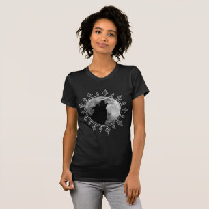 Camiseta Lobo solitario luna llena mandala loba moderna