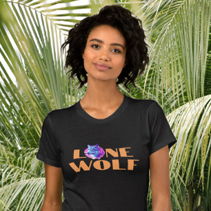 Camiseta "Lobo solitario" o su mensaje, texto Naranja grand