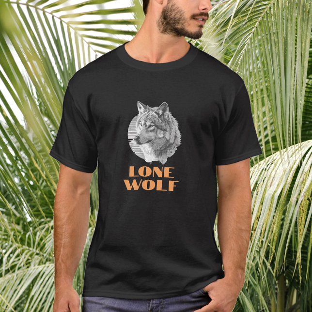 Camiseta "Lobo solitario" o tu mensaje, arte de lobo gris (Subido por el creador)