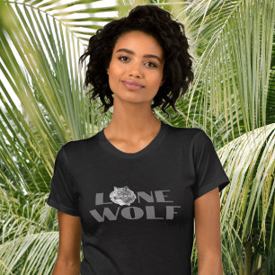 Camiseta "Lobo solitario" o tu mensaje, texto gris grande