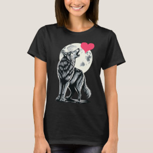 Camiseta Lobo sosteniendo corazón Día de San Valentín Lobos