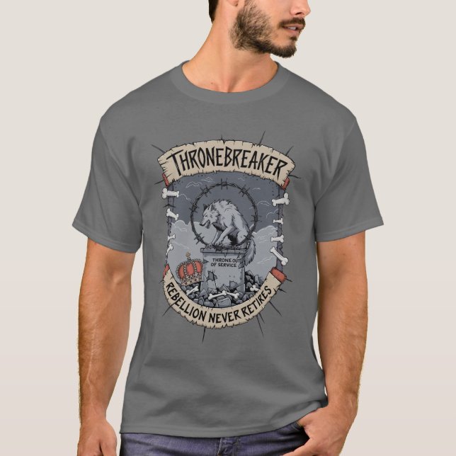 Camiseta Lobo Thronebreaker - La rebelión nunca se jubila (Anverso)