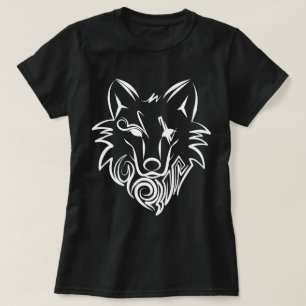 Camiseta Lobo tribal blanco y negro