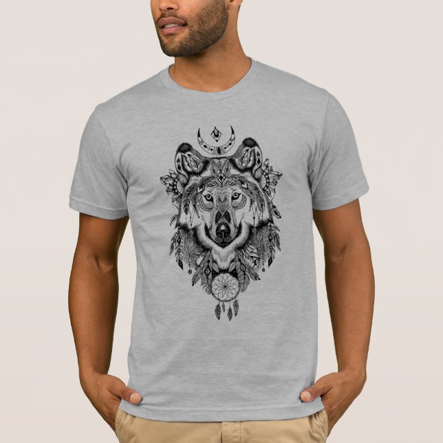 Camiseta Lobo tribal indio (Anverso)
