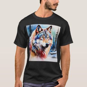 Camiseta Lobo vibrante en la nieve