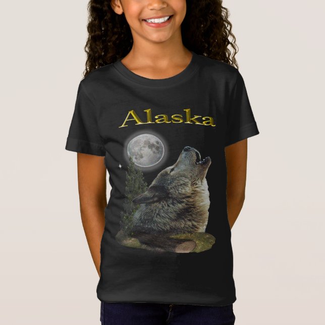 Camiseta Lobo y luna de Alaska (Anverso)