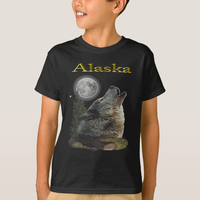 Camiseta Lobo y luna de Alaska (Anverso)