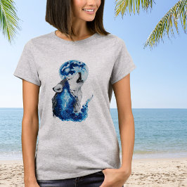 Camiseta Lobo y luna en acuarela