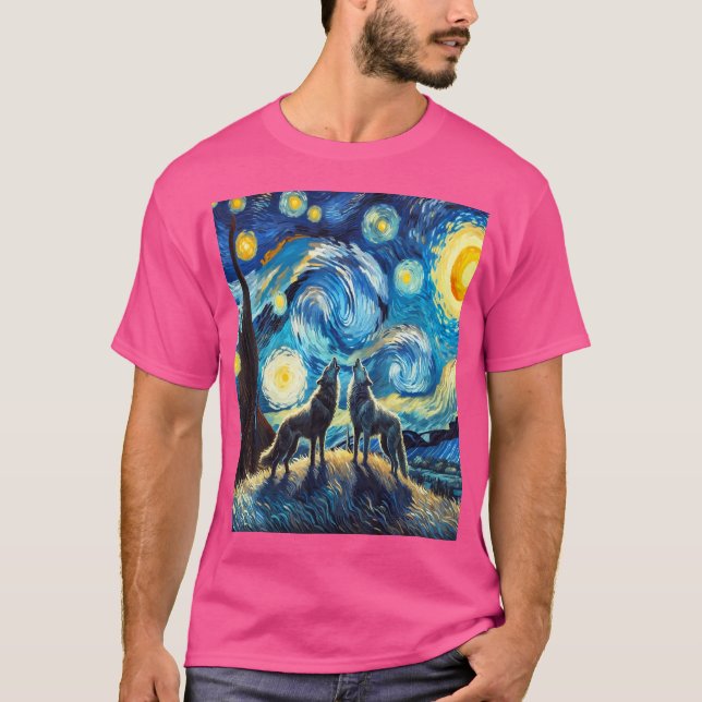 Camiseta Lobos Aclamando En La Estrecha Luna (Anverso)