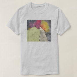Camiseta Lobos aullando contra un cielo de galaxia