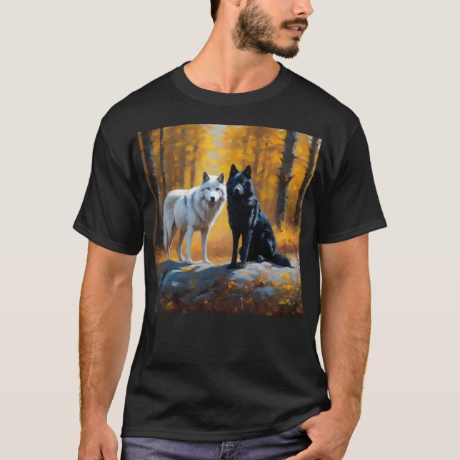 Camiseta Lobos blancos negros (Anverso)