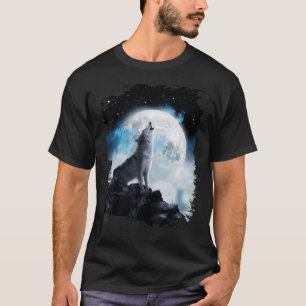Camiseta Lobos cósmicos del lobo espacial llorando en la lu