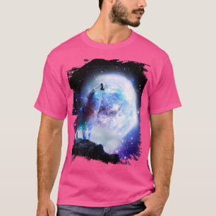 Camiseta Lobos cósmicos del lobo espacial llorando en la lu