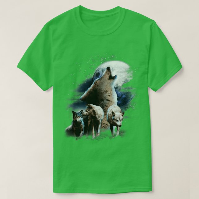 Camiseta Lobos del espacio Cosmic Snow Wolf Howling At Moon (Diseño del anverso)