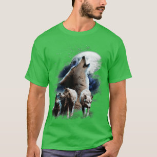 Camiseta Lobos del espacio Cosmic Snow Wolf Howling At Moon