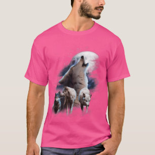Camiseta Lobos del espacio Cosmic Snow Wolf Howling At Moon