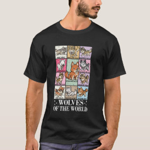Camiseta Lobos del Mundo Chibi Anime Gráfico Lobo Anima