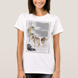 Camiseta Lobos en pintura de nieve - Arte de vida salvaje o