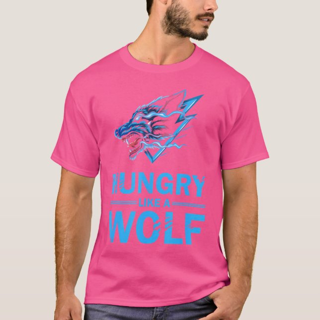 Camiseta Lobos Graciosos Con Hambre Como Un Lobo (Anverso)
