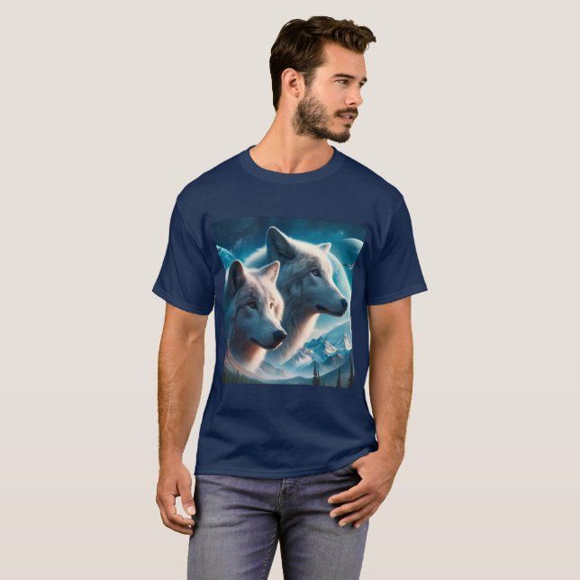 Camiseta Lobos grises azul hombres  (Anverso completo)