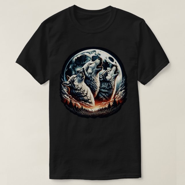Camiseta Lobos gritando a la luz de la luna (Diseño del anverso)