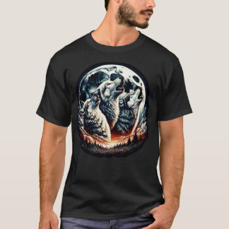 Camiseta Lobos gritando a la luz de la luna