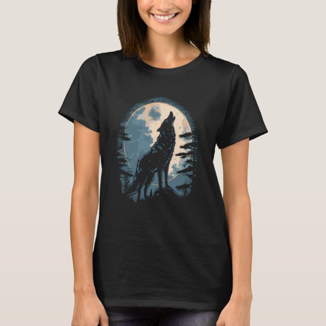Camiseta Lobos Lobo Lobo de Luna Llena 2 (Anverso)